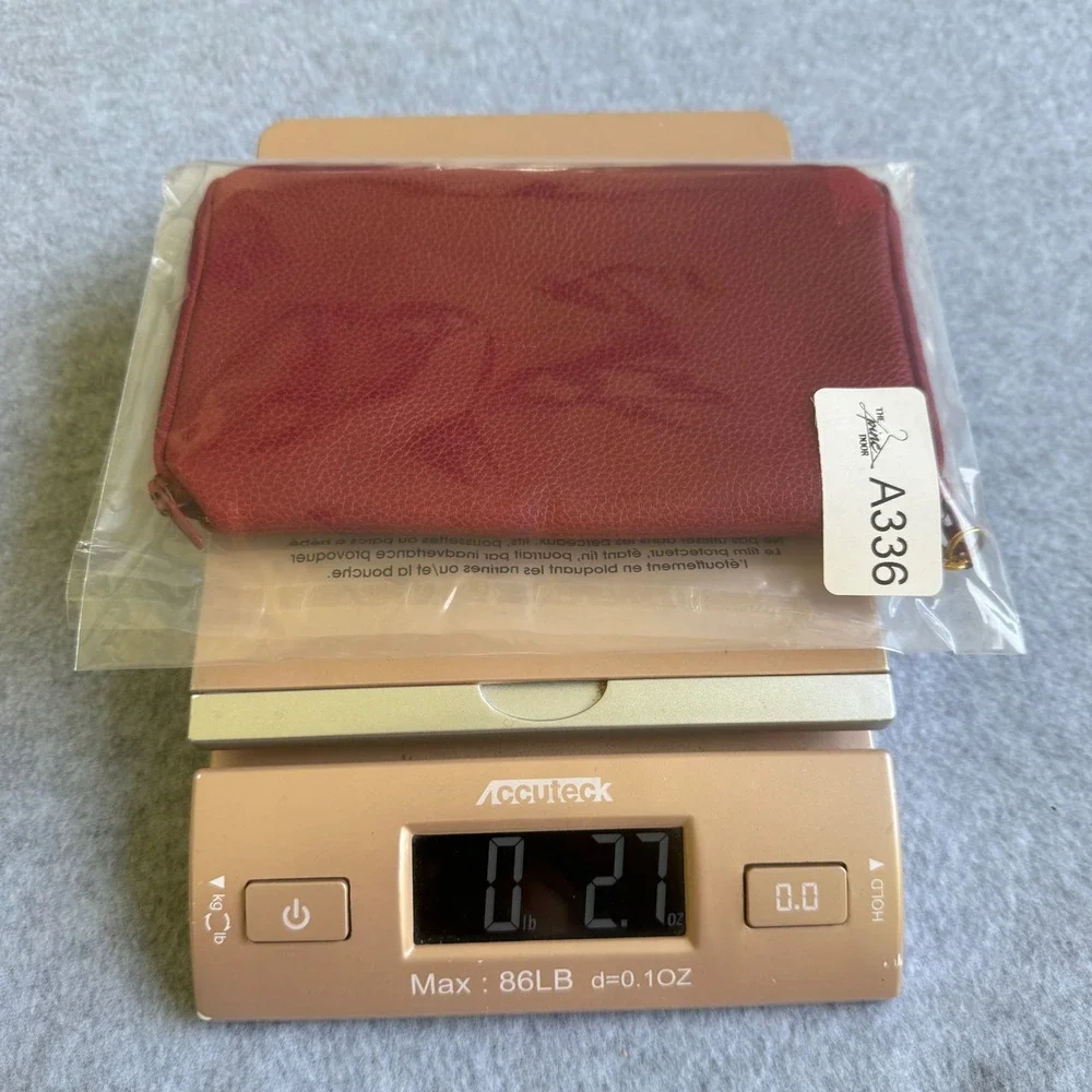 St. Thomas Red Cowhide Leather Travel Pouch‎ Storage Organizer 2 Pocket Zip Side